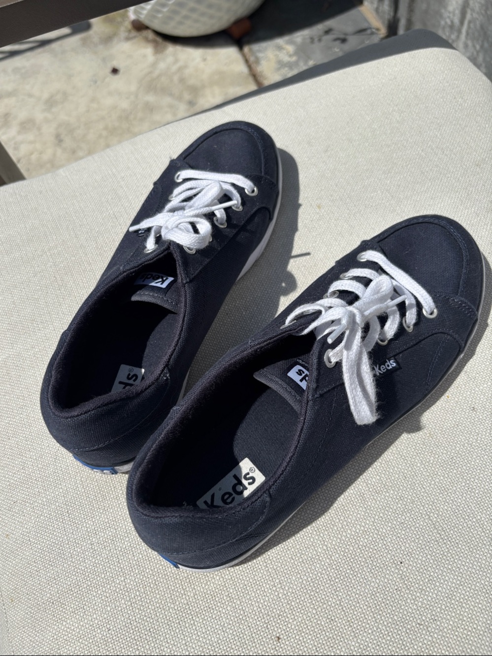 Keds Navy Blue Canvas Sneakers with White Laces